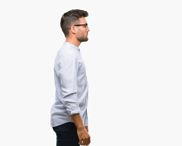 Young Handsome Man Isolated Background Looking Side Relax Profile Pose — Stock Photo, Image