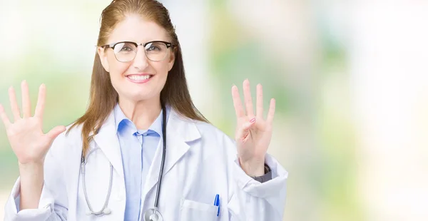 Middle Age Mature Doctor Woman Wearing Medical Coat Isolated Background — Stock Photo, Image