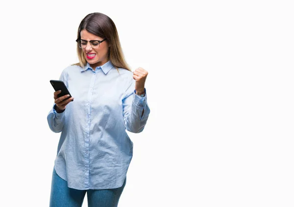 Jonge Mooie Zakelijke Vrouw Sms Bericht Met Behulp Van Smartphone — Stockfoto