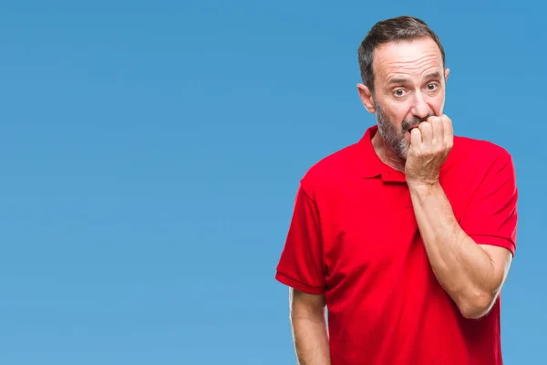 Middle Age Hoary Senior Man Isolated Background Looking Stressed Nervous — Stock Photo, Image