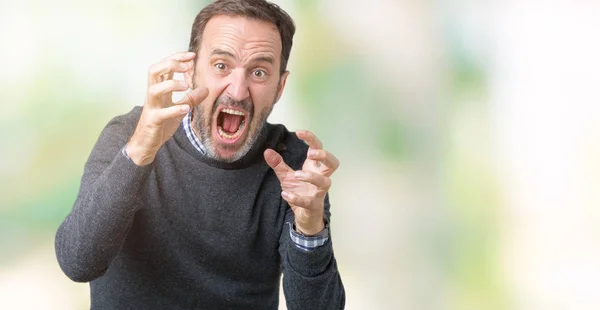 Bonito Homem Meia Idade Sênior Vestindo Uma Camisola Sobre Fundo — Fotografia de Stock