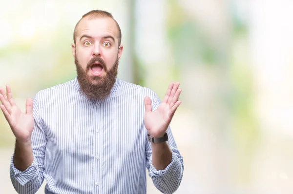 Joven Hombre Hipster Caucásico Sobre Fondo Aislado Celebrando Loco Sorprendido —  Fotos de Stock