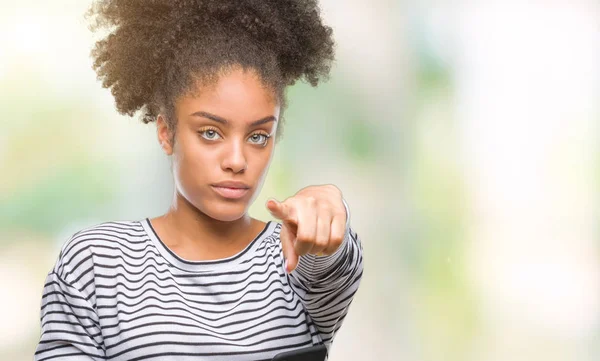 Young Afro American Woman Texting Using Smartphone Isolated Background Pointing — Stock Photo, Image