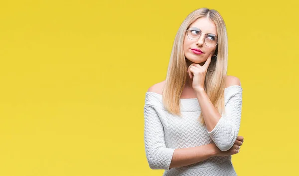 Junge Schöne Blonde Frau Mit Brille Über Isoliertem Hintergrund Die — Stockfoto