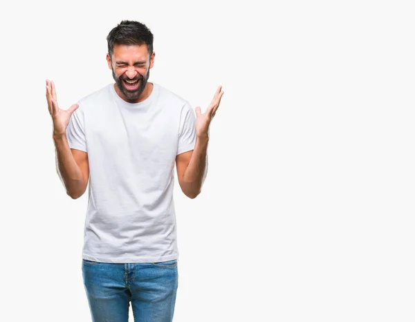 Homem Hispânico Adulto Sobre Fundo Isolado Celebrando Louco Louco Para — Fotografia de Stock