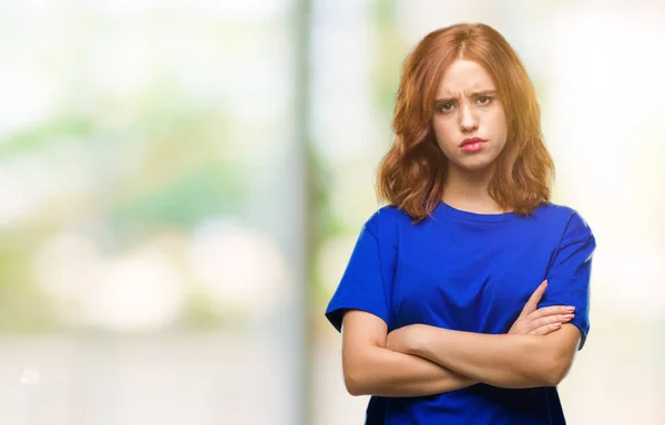 Ung Vacker Kvinna Över Isolerade Bakgrund Skeptiker Och Nervös Ogillande — Stockfoto