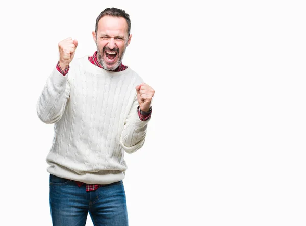 Hombre Mayor Mediana Edad Con Uniforme Invierno Sobre Fondo Aislado —  Fotos de Stock