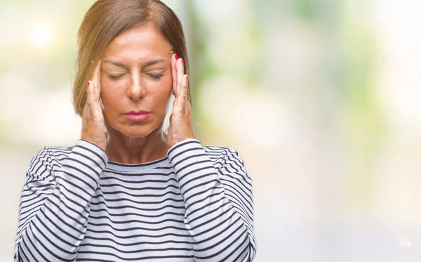 Senior Hispanische Frau Mittleren Alters Über Isolierten Hintergrund Mit Der — Stockfoto