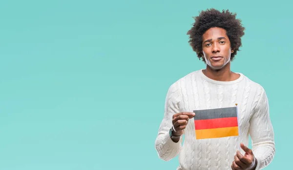 Afro Amerikanischer Mann Flagge Von Deutschland Über Isoliertem Hintergrund Mit — Stockfoto