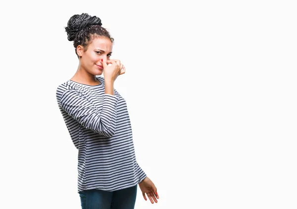 Young Braided Hair African American Girl Wearing Sweater Isolated Background — Stock Photo, Image