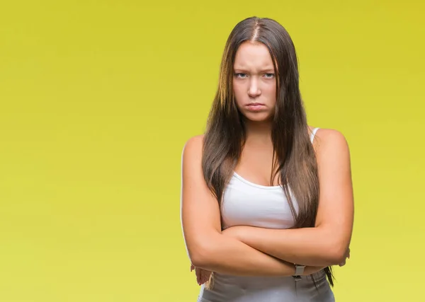 Jeune Femme Belle Caucasienne Sur Fond Isolé Sceptique Nerveux Désapprouvant — Photo