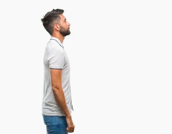 Adult Hispanic Man Isolated Background Looking Side Relax Profile Pose — Stock Photo, Image