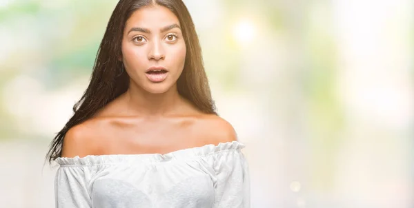 Young Beautiful Arab Woman Isolated Background Afraid Shocked Surprise Expression — Stock Photo, Image