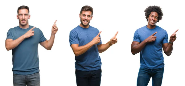 Collage Hombres Hispanoamericanos Afroamericanos Sobre Fondo Aislado Sonriendo Mirando Cámara — Foto de Stock