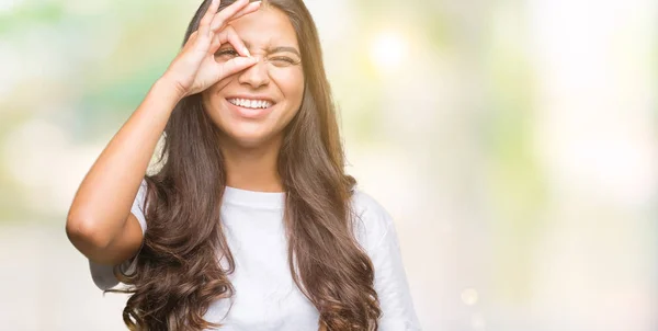 Giovane Bella Araba Sfondo Isolato Facendo Gesto Con Mano Sorridente — Foto Stock