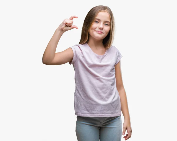 Menina Bonita Nova Sobre Fundo Isolado Sorrindo Gestos Confiantes Com — Fotografia de Stock