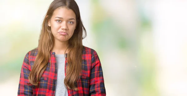 Junge Schöne Brünette Frau Die Eine Jacke Über Isoliertem Hintergrund — Stockfoto