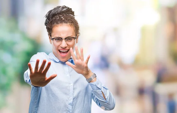 Junge Geflochtene Haare Afrikanisch Amerikanische Business Girl Mit Brille Über — Stockfoto