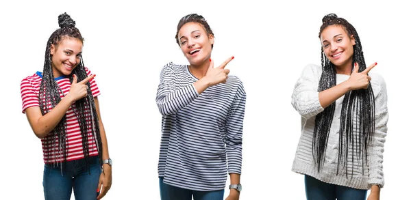 Collage Hermoso Cabello Trenzado Mujer Afroamericana Sobre Fondo Aislado Alegre —  Fotos de Stock