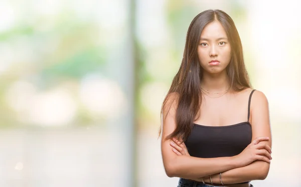 Giovane Donna Asiatica Sfondo Isolato Scettico Nervoso Espressione Disapprovazione Sul — Foto Stock