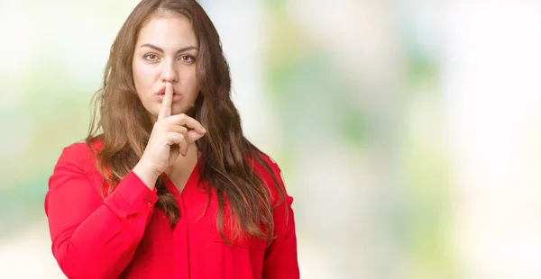 Beautiful Size Young Business Woman Isolated Background Asking Quiet Finger — Stock Photo, Image