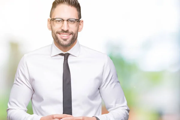 Joven Hombre Negocios Guapo Con Gafas Sobre Fondo Aislado Las —  Fotos de Stock