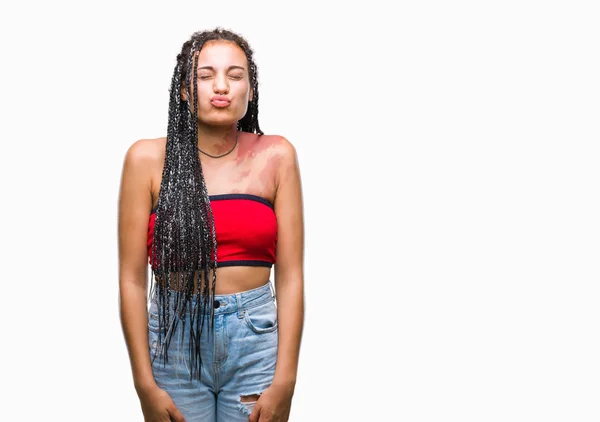 Cabelo Trançado Jovem Afro Americano Com Pigmentação Marca Nascimento Mancha — Fotografia de Stock