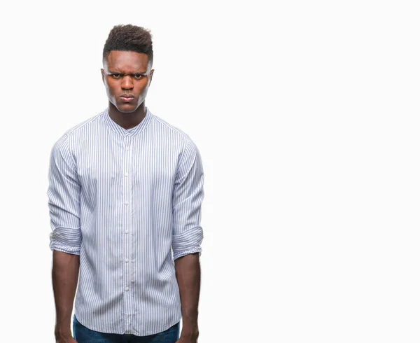 Молодий Афроамериканець Людиною Над Скептик Ізольованих Фон Нервової Незадоволення Засмучений — стокове фото