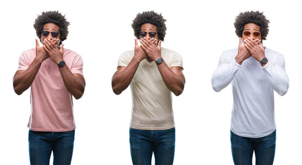Koláž Afrických Amerických Mladý Muž Nosí Sluneční Brýle Izolované Pozadí — Stock fotografie