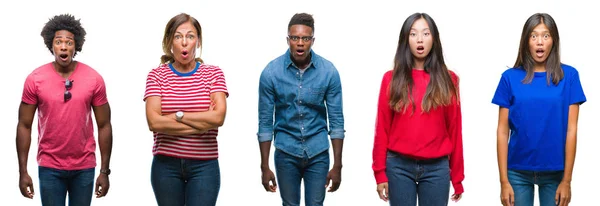 Composición Afroamericanos Hispanos Chinos Grupo Personas Sobre Fondo Blanco Aislado — Foto de Stock