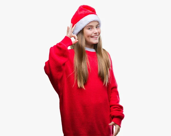 Giovane Bella Ragazza Che Indossa Cappello Natale Sfondo Isolato Sorridente — Foto Stock