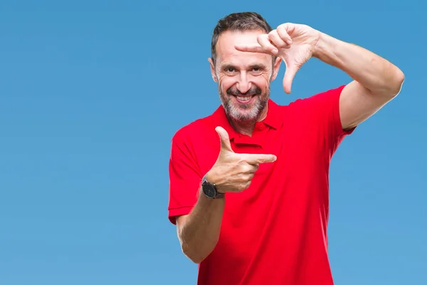 Edad Media Hoary Hombre Mayor Sobre Fondo Aislado Sonriendo Haciendo —  Fotos de Stock