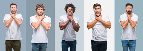 Collage Grupo Guapos Hombres Hispanos Indios Árabes Sobre Fondo Vintage — Foto de Stock