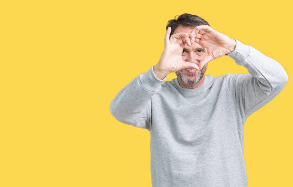 Hombre Mayor Mediana Edad Guapo Usando Una Sudadera Sobre Fondo —  Fotos de Stock