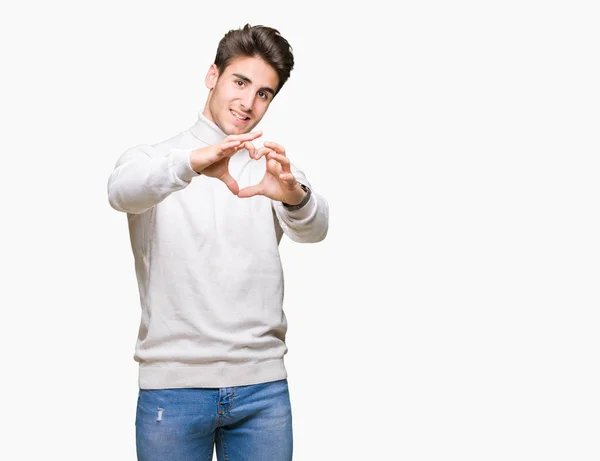 Joven Hombre Guapo Con Jersey Cuello Alto Sobre Fondo Aislado —  Fotos de Stock