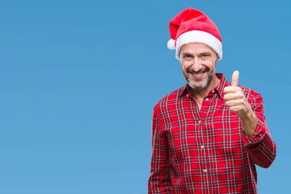 Edad Media Hoary Hombre Mayor Con Sombrero Navidad Sobre Fondo — Foto de Stock