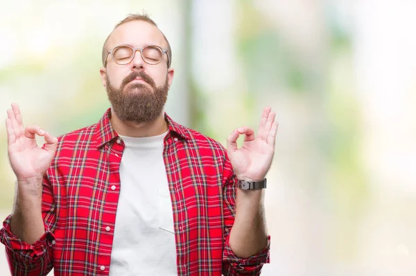 Jeune Homme Hipster Caucasien Portant Des Lunettes Sur Fond Isolé — Photo