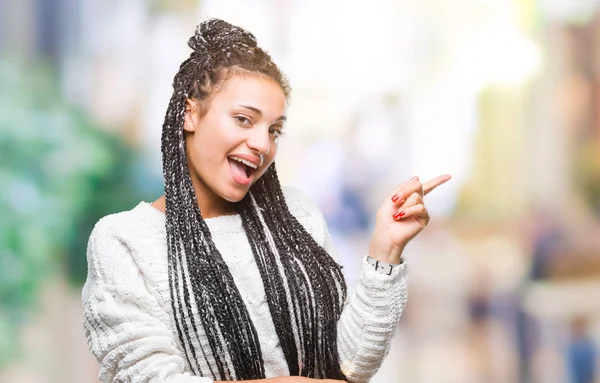 Young Gevlochten Haar Afrikaanse Amerikaans Meisje Dragen Trui Geïsoleerde Achtergrond — Stockfoto