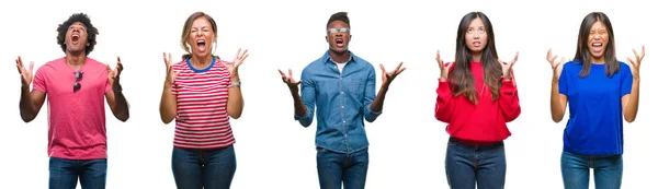 Samenstelling Van African American Hispanic Chinese Groep Mensen Geïsoleerde Witte — Stockfoto