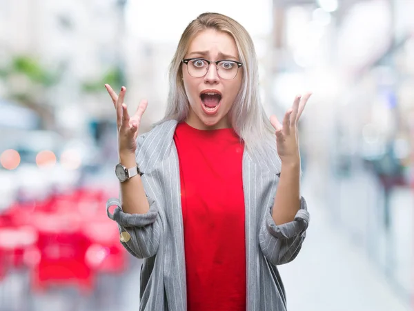 Joven Mujer Negocios Rubia Con Chaqueta Moda Sobre Fondo Aislado —  Fotos de Stock