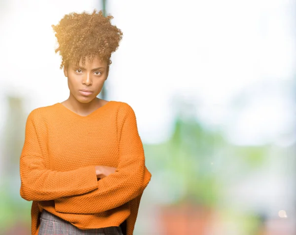 Beautiful Young African American Woman Isolated Background Skeptic Nervous Disapproving — Stock Photo, Image