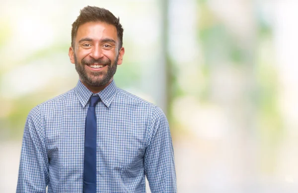 Erwachsener Hispanischer Geschäftsmann Mit Isoliertem Hintergrund Und Einem Fröhlichen Und — Stockfoto