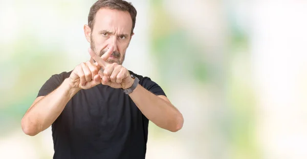 Schöner Mann Mittleren Alters Hoary Senior Über Isolierten Hintergrund Ablehnung — Stockfoto