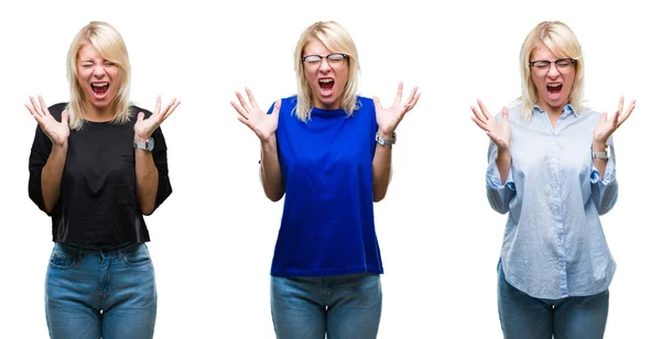 Collage Bella Donna Bionda Sfondo Isolato Che Celebra Pazzo Pazzo — Foto Stock