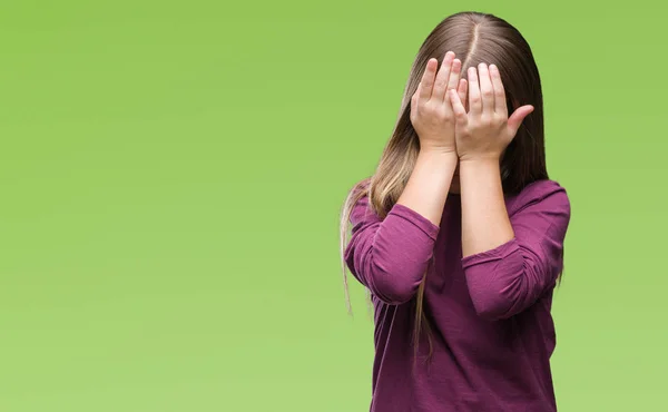 Junges Schönes Mädchen Vor Isoliertem Hintergrund Mit Traurigem Gesichtsausdruck Der — Stockfoto