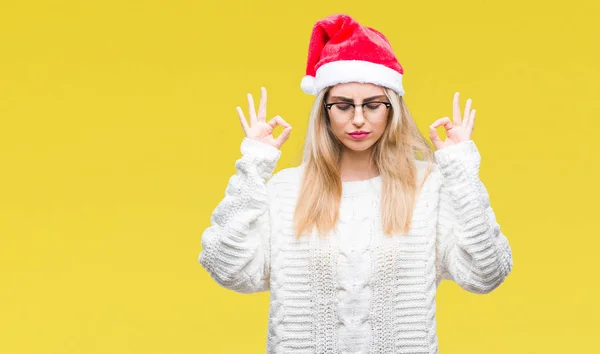 Junge Schöne Blonde Frau Mit Weihnachtsmütze Über Isoliertem Hintergrund Entspannen — Stockfoto