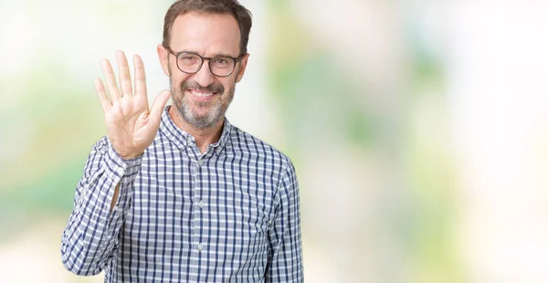 Bonito Homem Negócios Sênior Meia Idade Elegante Usando Óculos Sobre — Fotografia de Stock