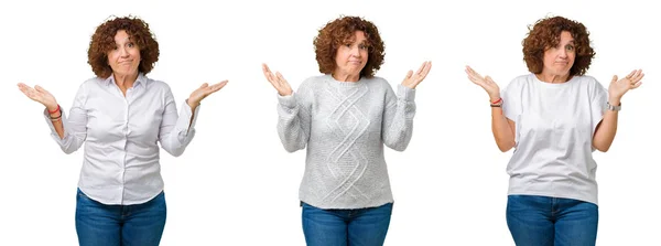 Collage Einer Älteren Geschäftsfrau Mittleren Alters Die Ein Weißes Shirt — Stockfoto