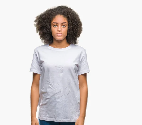 Young Afro American Woman Isolated Background Serious Expression Face Simple — Stock Photo, Image