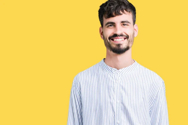 Jovem Homem Negócios Bonito Sobre Fundo Isolado Com Sorriso Feliz — Fotografia de Stock